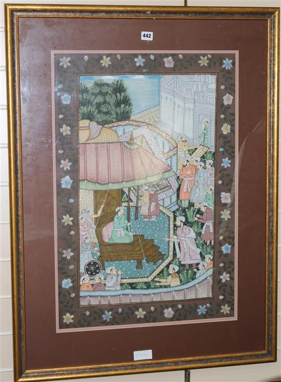 A framed Indian gouache, 29 x 19.5ins